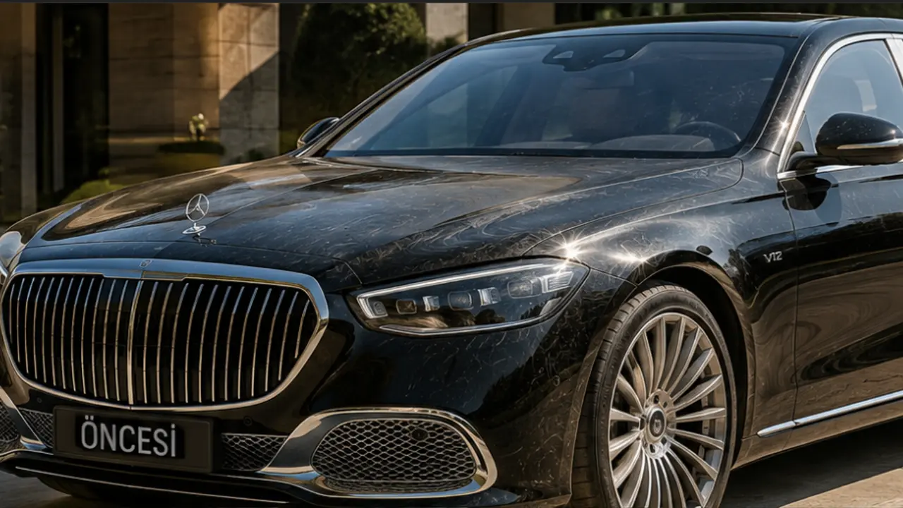 Luxury sedan, swirl-free in the sun – Before